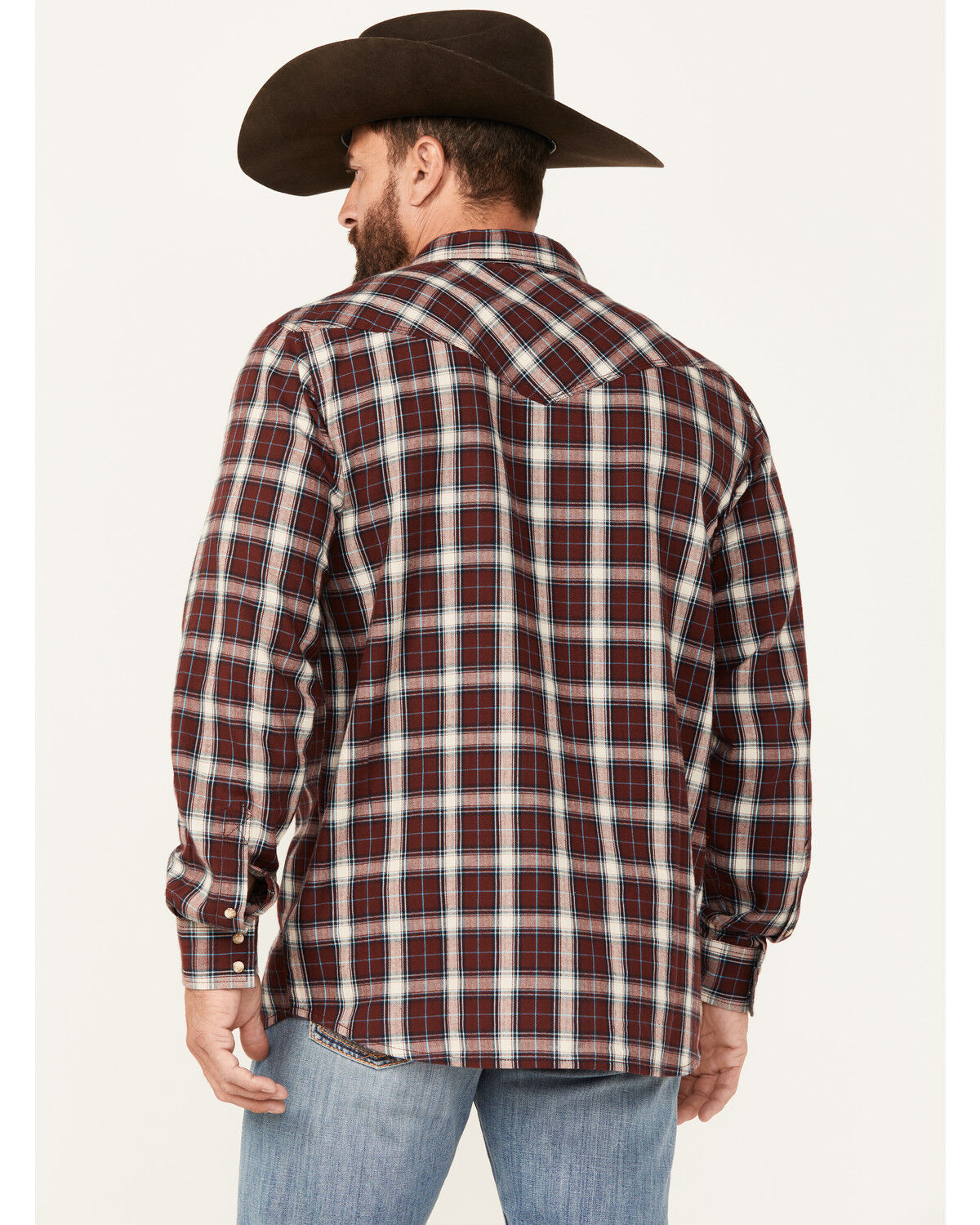 Image #4 - Moonshine Spirit Men's Red Dawn Plaid Print Long Sleeve Snap Western Shirt, Red, hi-res