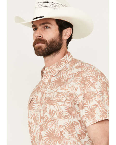 Image #2 - Ariat Men's VentTEK Outbound Floral Print Fitted Short Sleeve Button-Down Shirt, Sand, hi-res