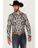 Image #1 - Rock & Roll Denim Men's Southwestern Print Long Sleeve Snap Stretch Western Shirt, Dark Brown, hi-res