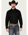 Image #1 - George Strait by Wrangler Men's Solid Long Sleeve Button-Down Stretch Western Shirt - Tall , Black, hi-res
