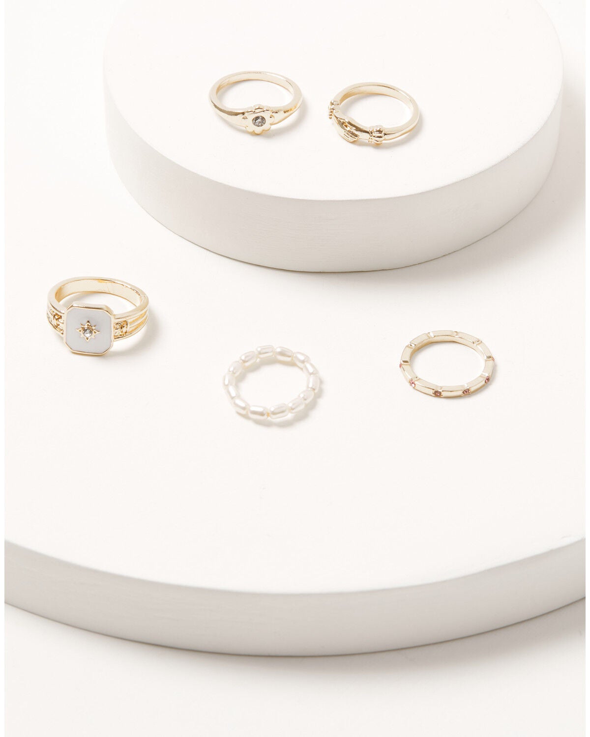 Image #1 - Shyanne Women's Starburst Pearl Ring Set - 5 Piece, Gold, hi-res