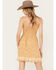 Bila77 Women's Lily Floral Embroidered Dress, Mustard, hi-res