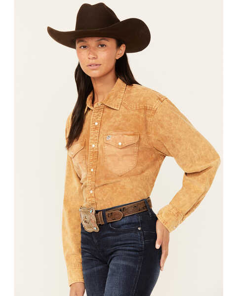 Image #2 - Kimes Ranch Women's Dixon Corduroy Long Sleeve Snap Western Shirt , Camel, hi-res