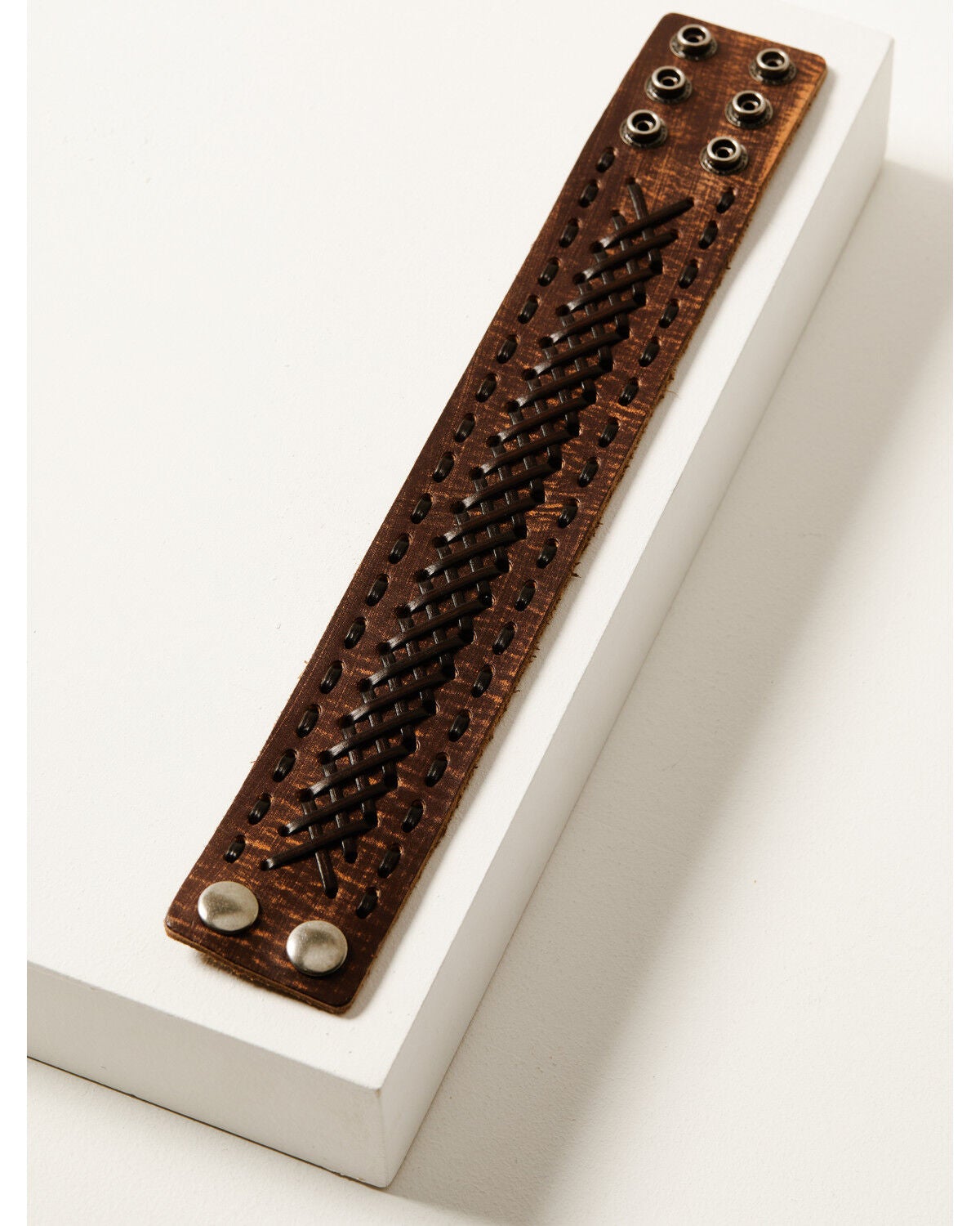 Moonshine Spirit&reg; Men's Brown Leather Lace Bracelet, Brown, hi-res