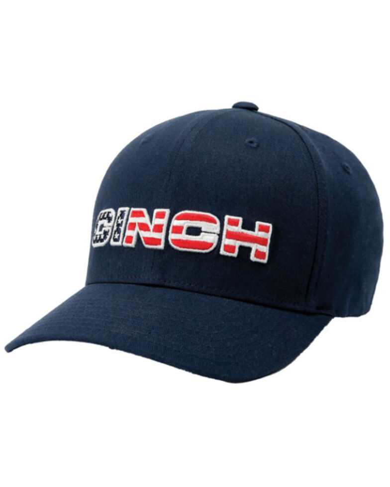 Cinch Men's Navy Patriotic 3D Logo Fitted Flex-Fit Ball Cap , Navy, hi-res
