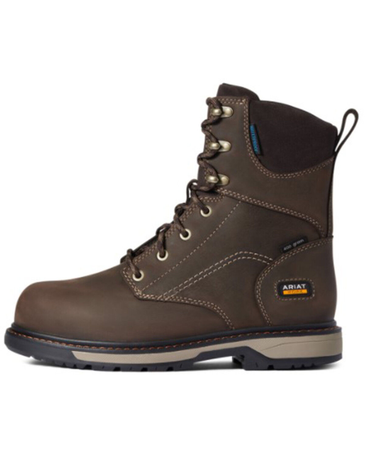 Image #2 - Ariat Women's Dark Brown Riveter 8" H20 400G CSA Glacier Grip Work Boot - Round Toe, , hi-res