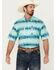 Image #1 - Ariat Men's VentTEK Classic Fit Southwestern Striped Short Sleeve Performance Shirt, Aqua, hi-res