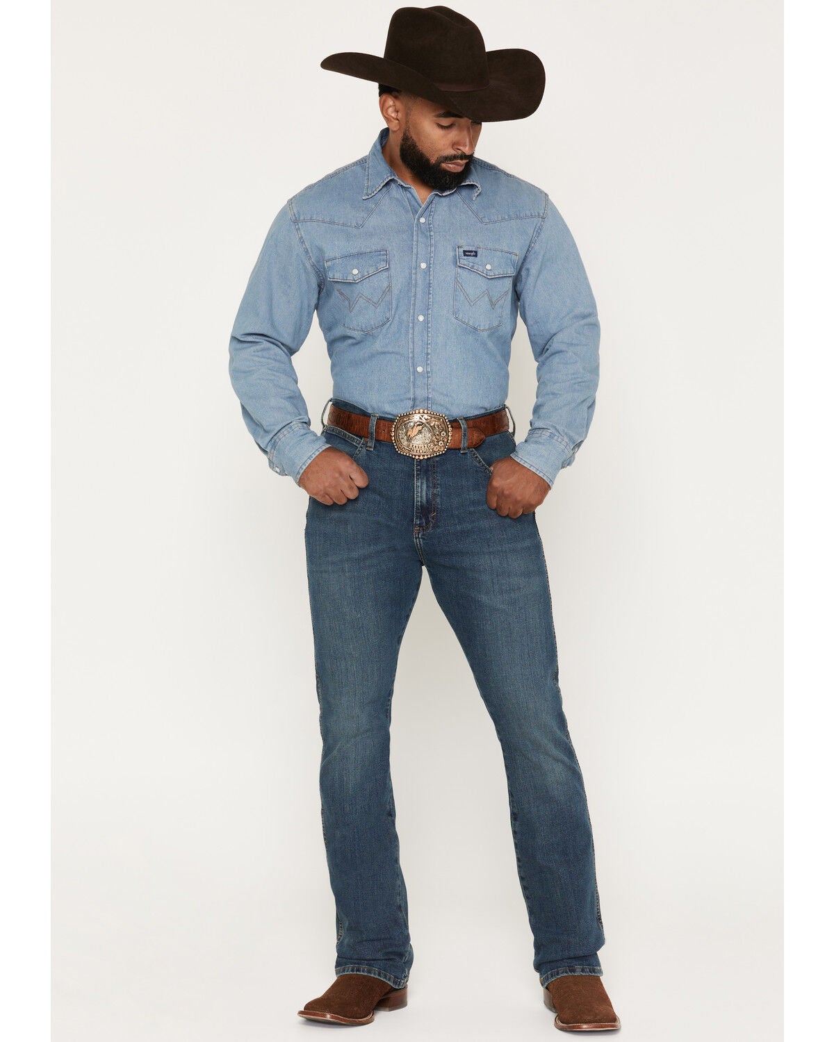 Image #1 - Wrangler Men's Retro 77MWZ Dark Wash Slim Bootcut Stretch Denim Jeans, Dark Wash, hi-res