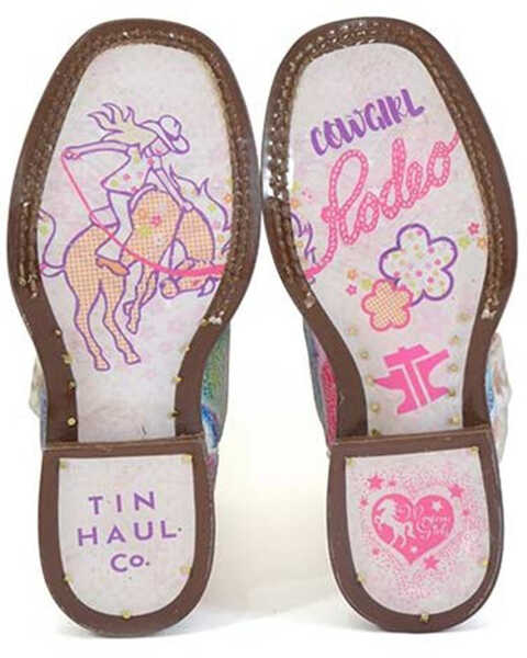 Image #2 - Tin Haul Little Girls' Color Burst Western Boots - Broad Square Toe, Multi, hi-res