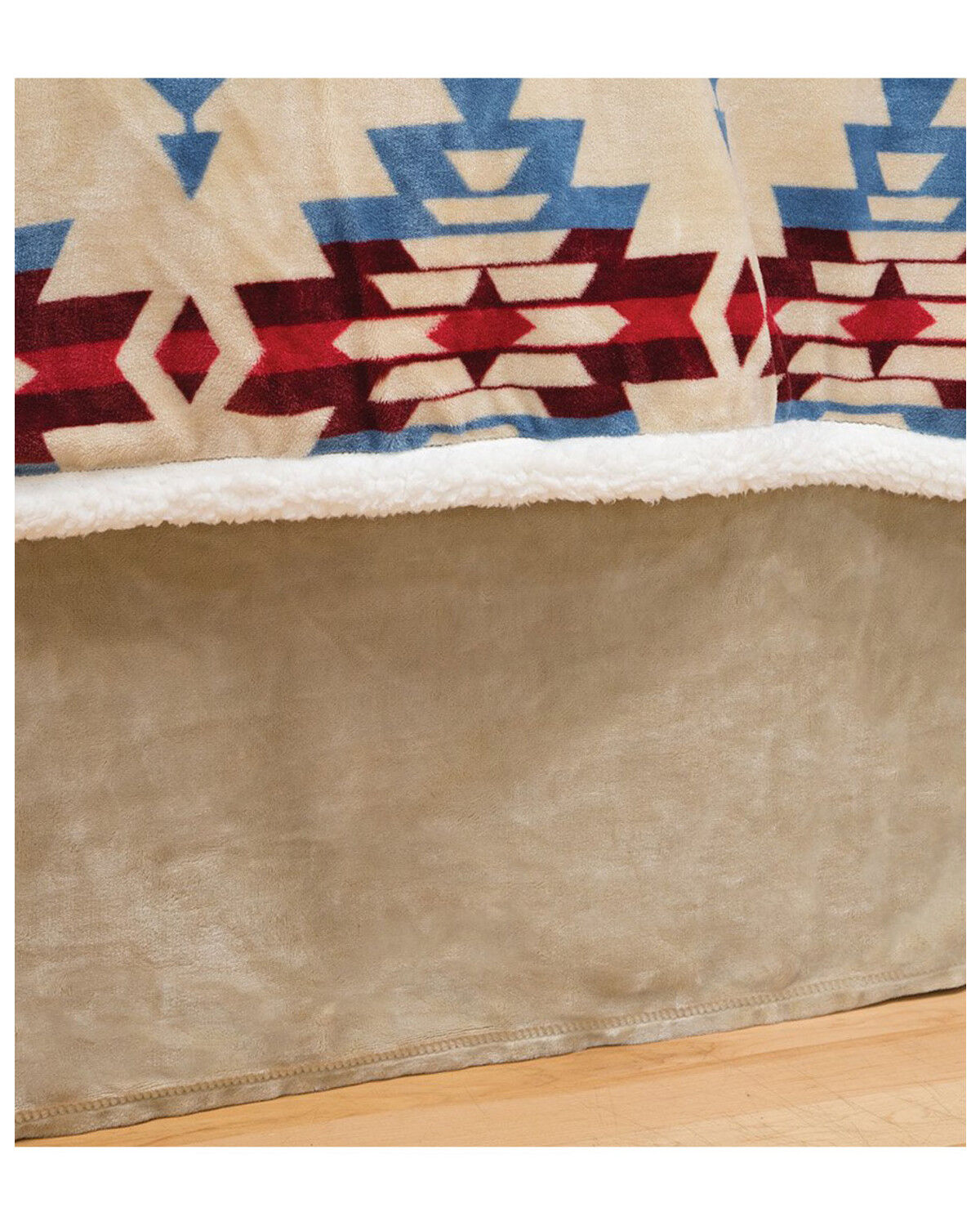 Image #1 - Carstens Home Solid Cream & Khaki Plush Velvet Bed Skirt - King Size, Beige/khaki, hi-res