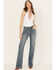 Image #1 - Rock & Roll Denim Women's Medium Wash High Rise Yoke Pocket Vintage Bootcut Jeans, Medium Wash, hi-res