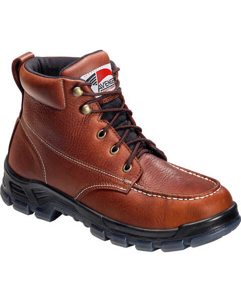 Avenger Men's Brown Waterproof Moc Toe Work Boots - Steel Toe, Brown, hi-res
