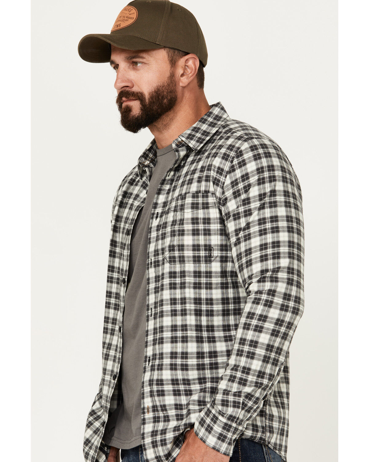 Image #2 - Brothers and Sons Men's Custer Herringbone Long Sleeve Button-Down Shirt, Charcoal, hi-res
