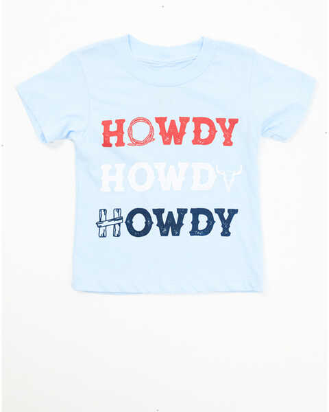Image #1 - Cody James Toddler Boys' Howdy Short Sleeve Graphic T-Shirt , Light Blue, hi-res