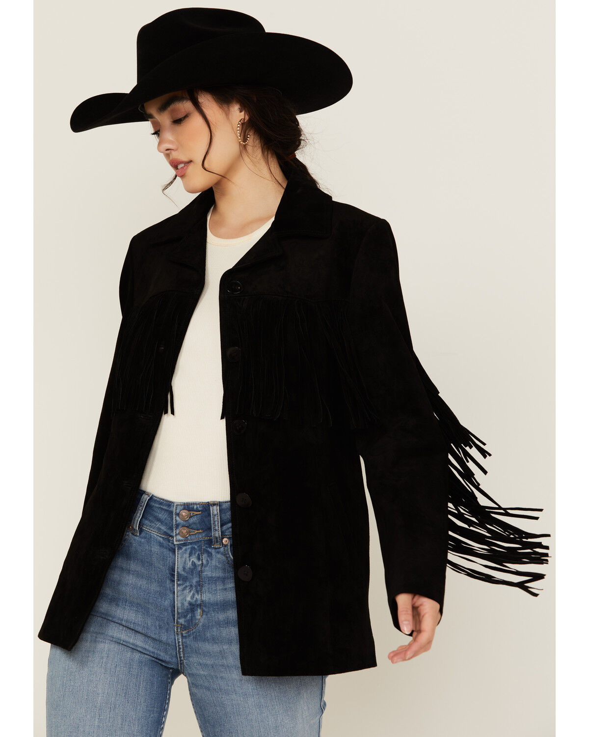 Image #2 - Scully Women's Solid Fringe Blazer, Black, hi-res
