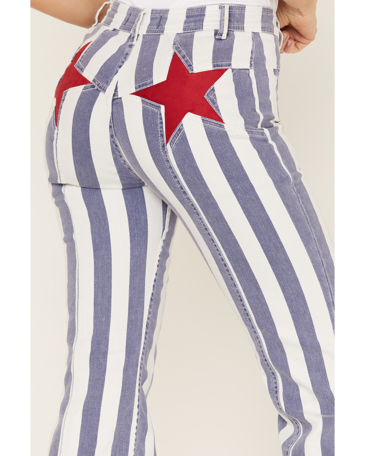 Image #4 - Free People Women's Firecracker Star & Stripe Flare Jeans, Blue, hi-res