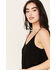 Shyanne Women's Crochet Lace Faux Suede Cami Top, Black, hi-res