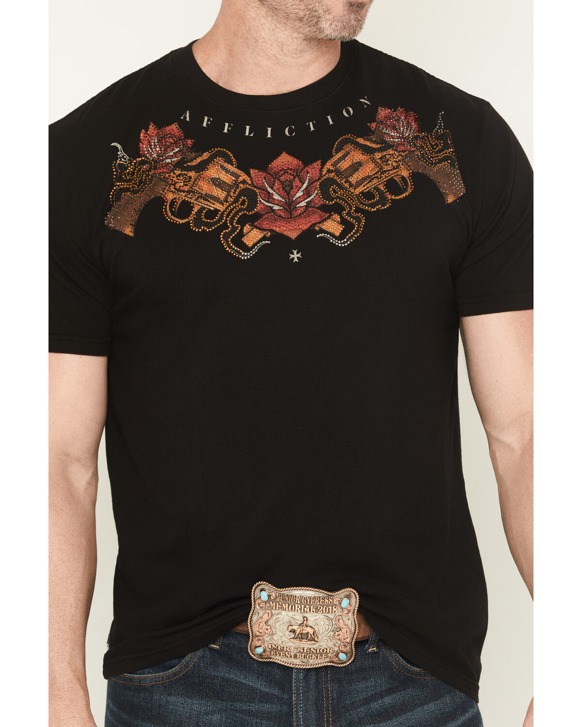 Image #3 - Affliction Men's Viva La Raza Rhinestone Short Sleeve Graphic T-Shirt, Black, hi-res