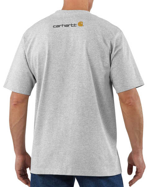 Carhartt Men's Signature Logo Shirt Sleeve Shirt - Big & Tall, Hthr Grey, hi-res