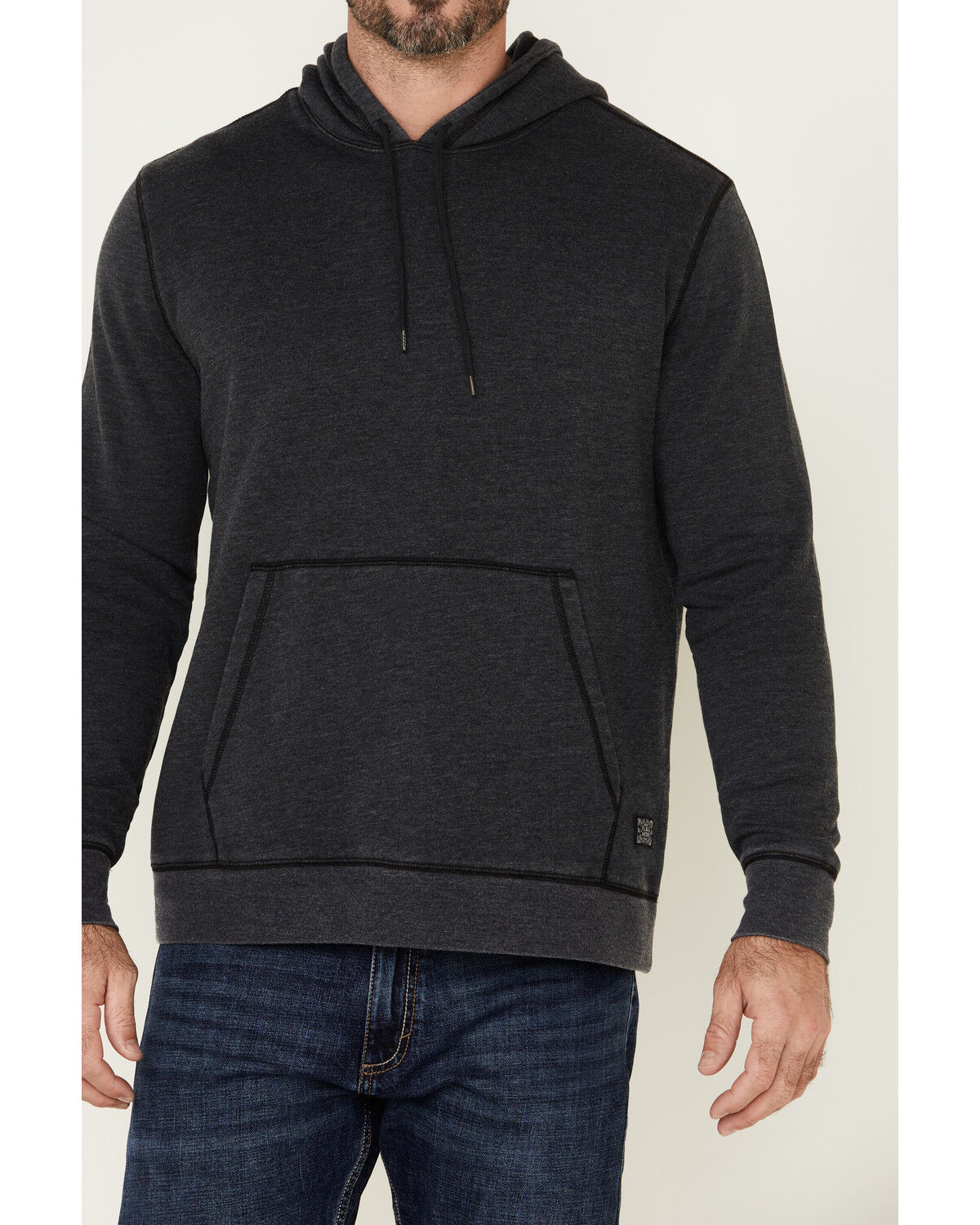 Image #2 - Flag & Anthem Men's Charcoal Colerain Burnout Fleece Hooded Sweatshirt, Charcoal, hi-res