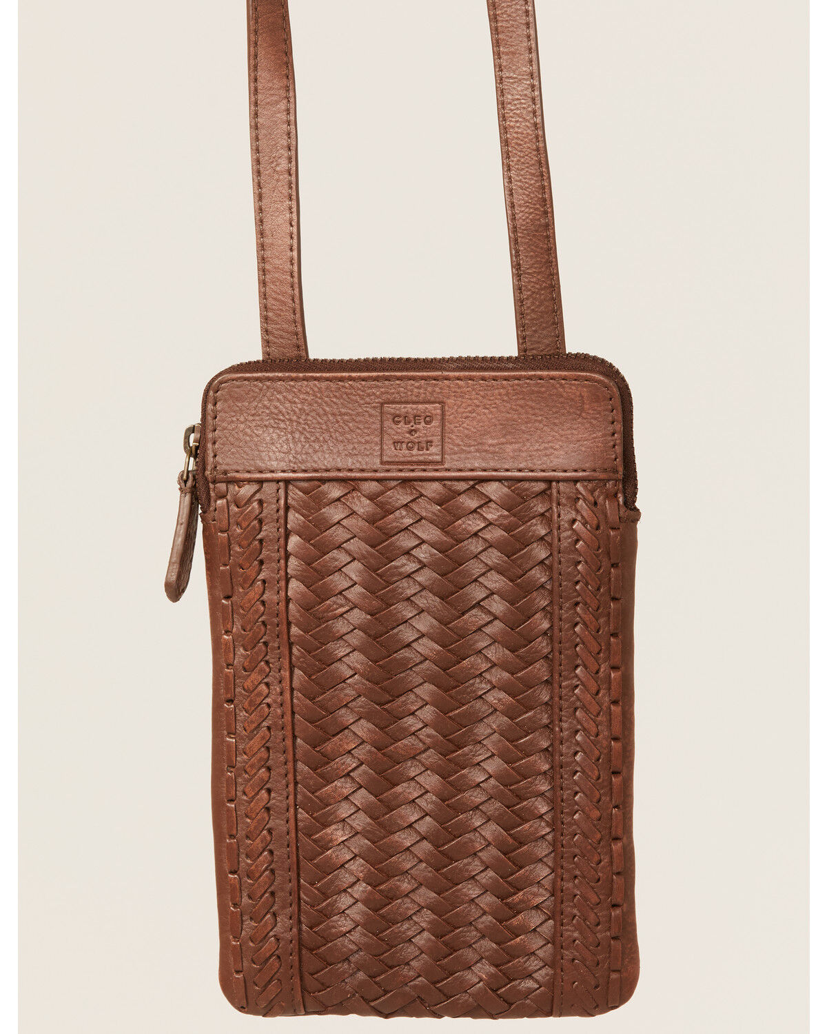 Image #2 - Cleo + Wolf Women's Basketweave Leather Crossbody Bag, Brown, hi-res
