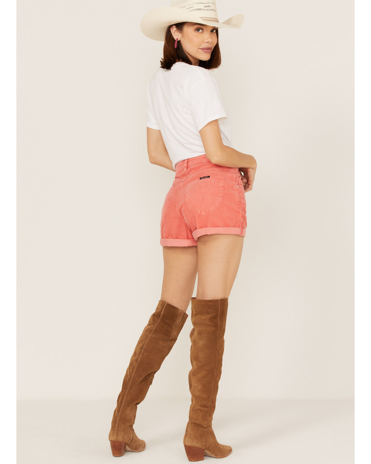 Image #3 - Rolla's Women's High Rise Corduroy Dusters Slim Shorts, Coral, hi-res