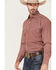Stetson Men's Lucky Micro Geo Print Long Sleeve Pearl Snap Western Shirt , Red, hi-res