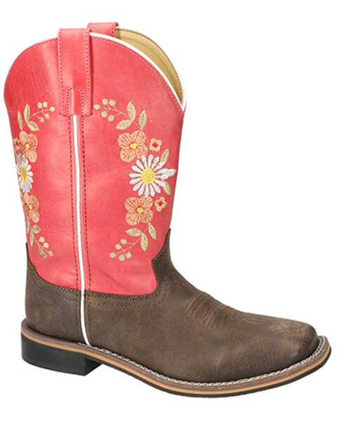 Image #1 - Smoky Mountain Women's Desert Flowers Western Boots - Broad Square Toe , Chocolate, hi-res