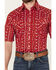 Rough Stock by Panhandle Men's Southwestern Print Short Sleeve Pearl Snap Western Shirt, Red, hi-res