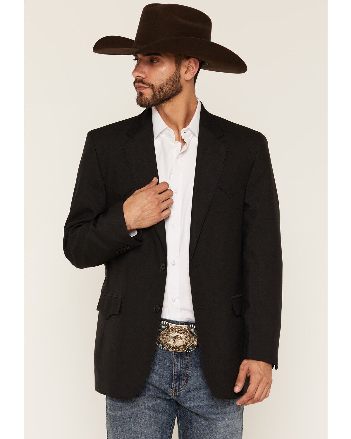 Image #1 - Circle S Men's Lubbock Suit Coat - Short, Reg, Tall, Black, hi-res