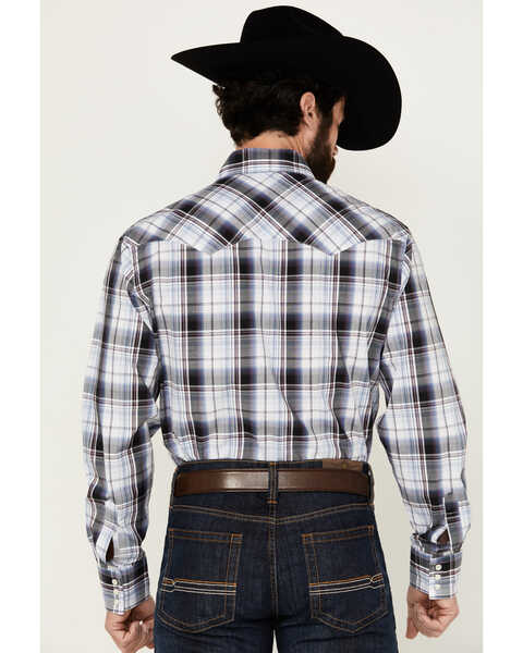 Image #4 - Wrangler Retro Men's Plaid Print Long Sleeve Snap Western Shirt - Tall , White, hi-res
