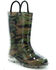 Image #1 - Western Chief Boys' Camo Lighted PVC Rain Boots, Green, hi-res