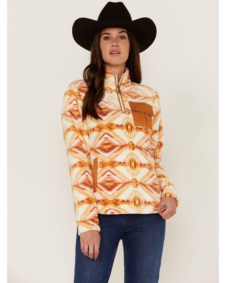 Rank 45 Women's Southwestern Half Zip Pullover , Ivory, hi-res