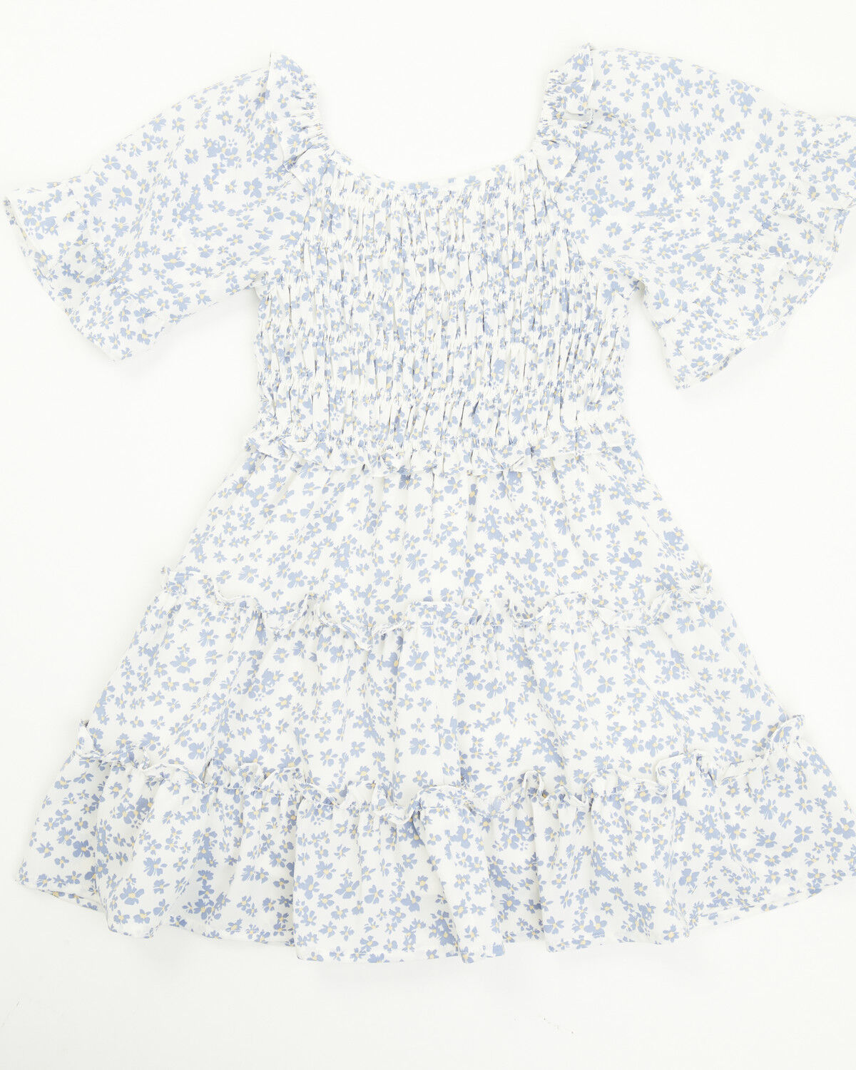 Image #3 - Yura Toddler Girls' Floral Print Puff Sleeve Dress, Blue, hi-res