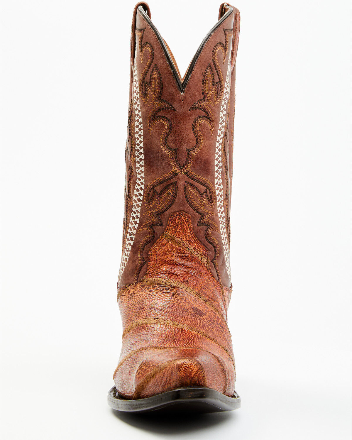 Image #4 - Dan Post Men's Exotic Ostrich Leg Western Boots - Snip Toe, Cognac, hi-res