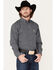 Image #1 - Cowboy Hardware Men's Wavy Square Geo Print Button Down Western Shirt, Navy, hi-res