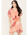 Miss Me Women's Floral Short Sleeve Mini Dress, Orange, hi-res