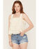 Image #1 - Miss Me Women's Sleeveless Lace Ruffle Top, Cream, hi-res