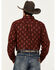 Image #4 - Panhandle Men's Select Paisley Pinstripe Long Sleeve Button-Down Western Shirt, Dark Red, hi-res