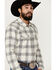 Image #2 - Blue Ranchwear Men's Hawkins Plaid Print Long Sleeve Snap Western Shirt, Grey, hi-res
