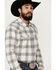 Image #2 - Blue Ranchwear Men's Hawkins Plaid Print Long Sleeve Snap Western Shirt , Grey, hi-res