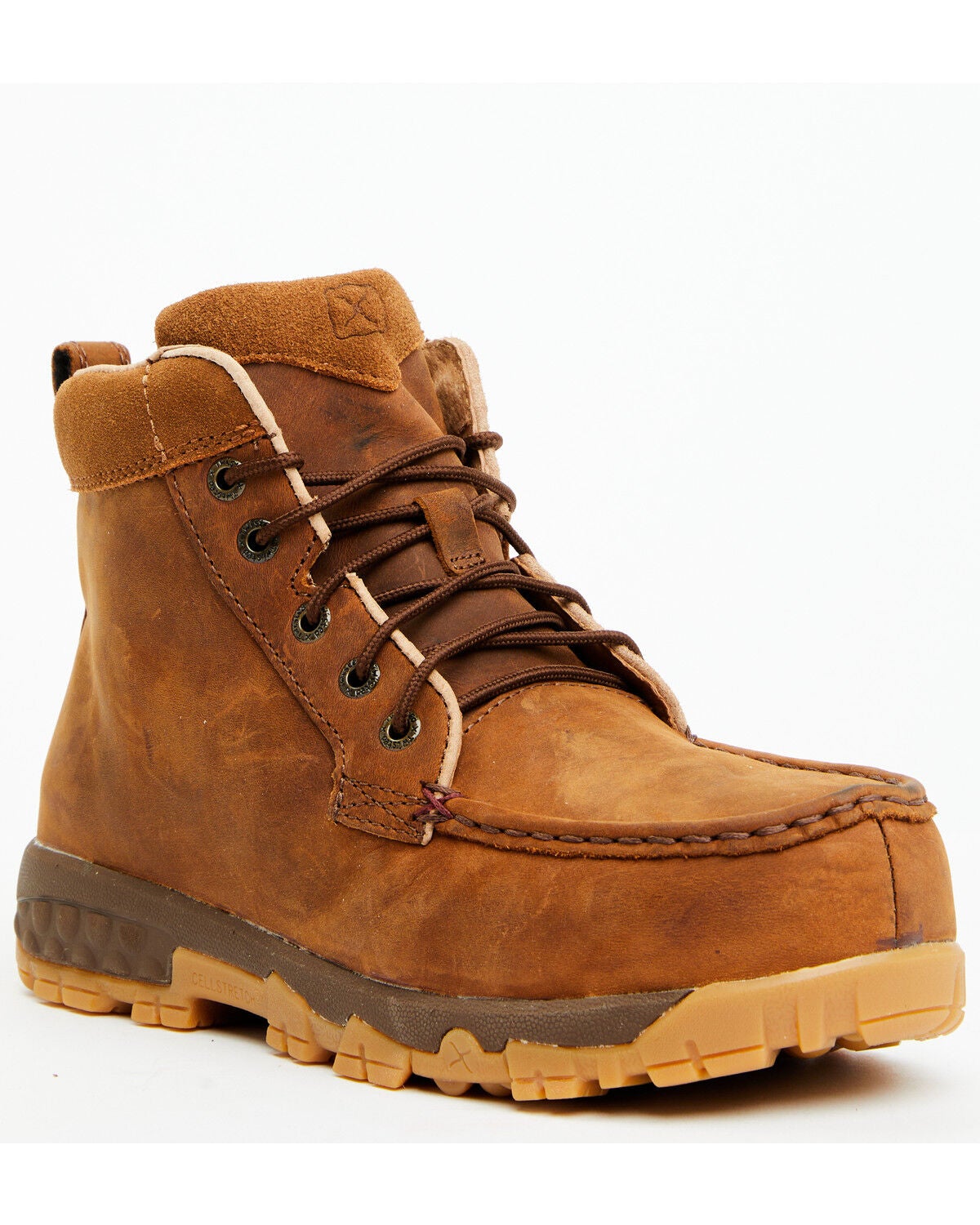 Twisted X Women's 4" Oiled Saddle Work Boots - Moc Toe, Brown, hi-res