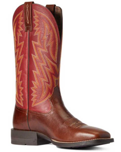 Image #1 - Ariat Men's Crest Macaw Red Dynamic Performance Western Boot - Broad Square Toe, Brown, hi-res
