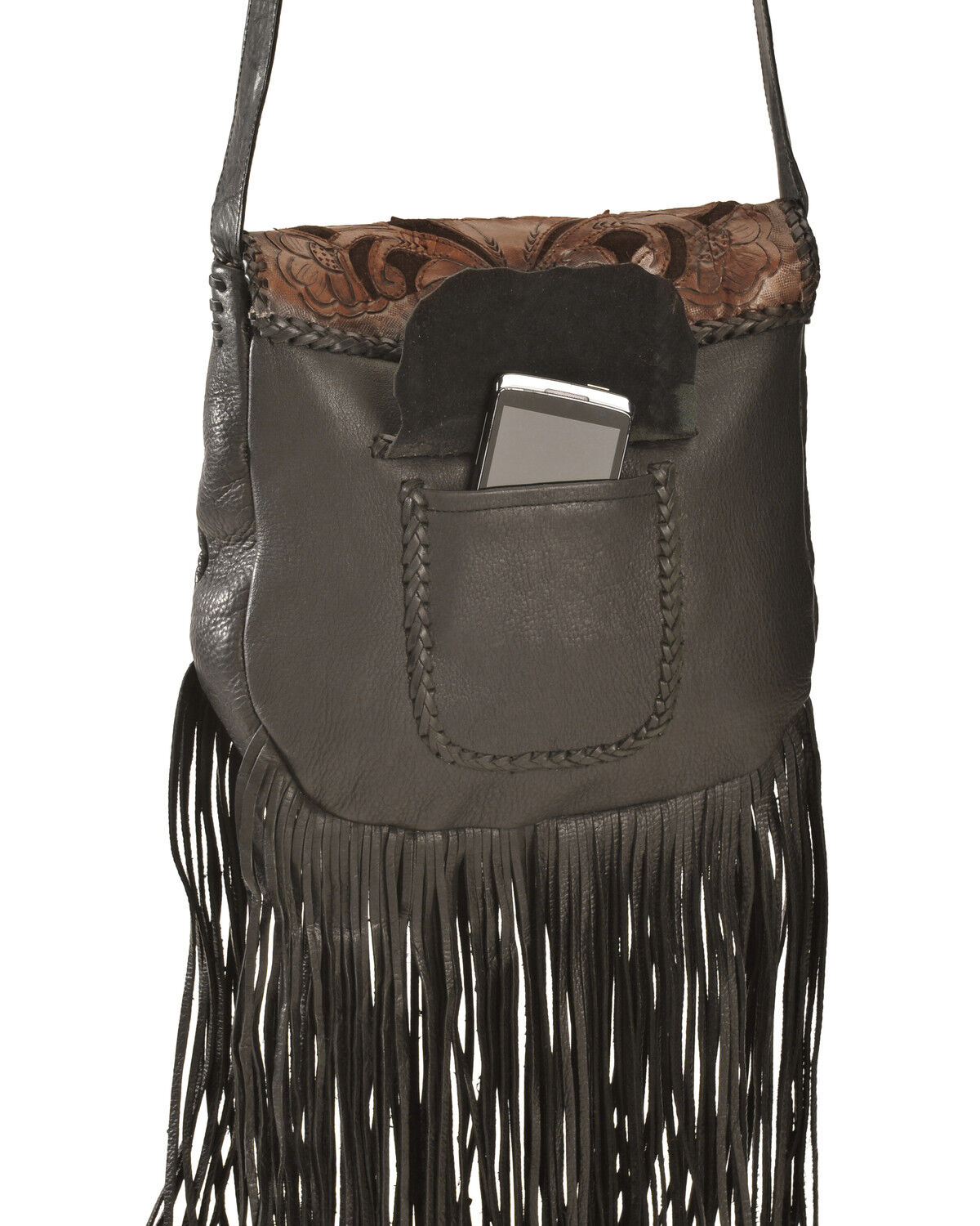 Image #5 - Kobler Leather Black Hand-Tooled Antique Finish Bag, Black, hi-res