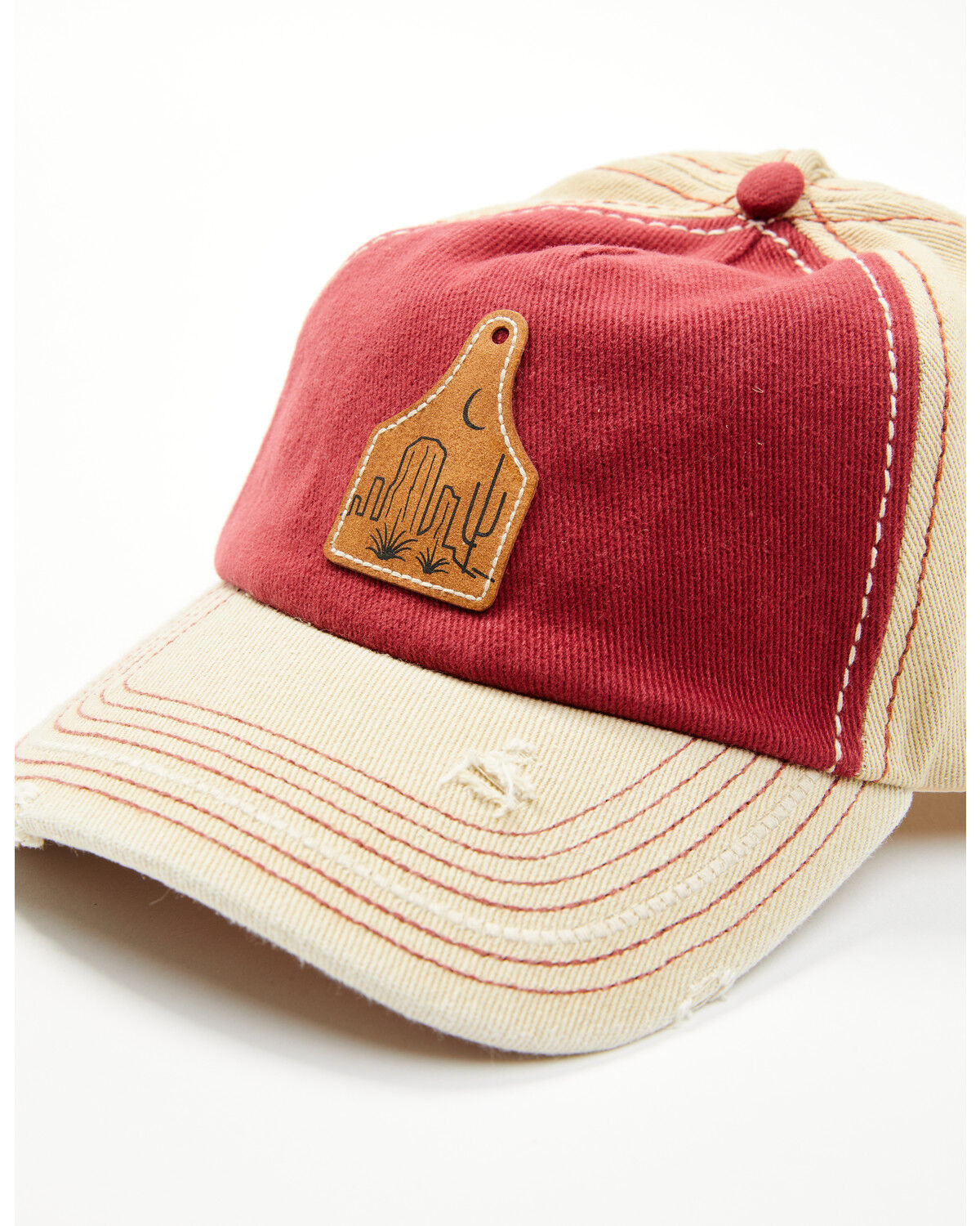 Image #2 - Catchfly Women's Desert Cow Tag Ball Cap, Burgundy, hi-res