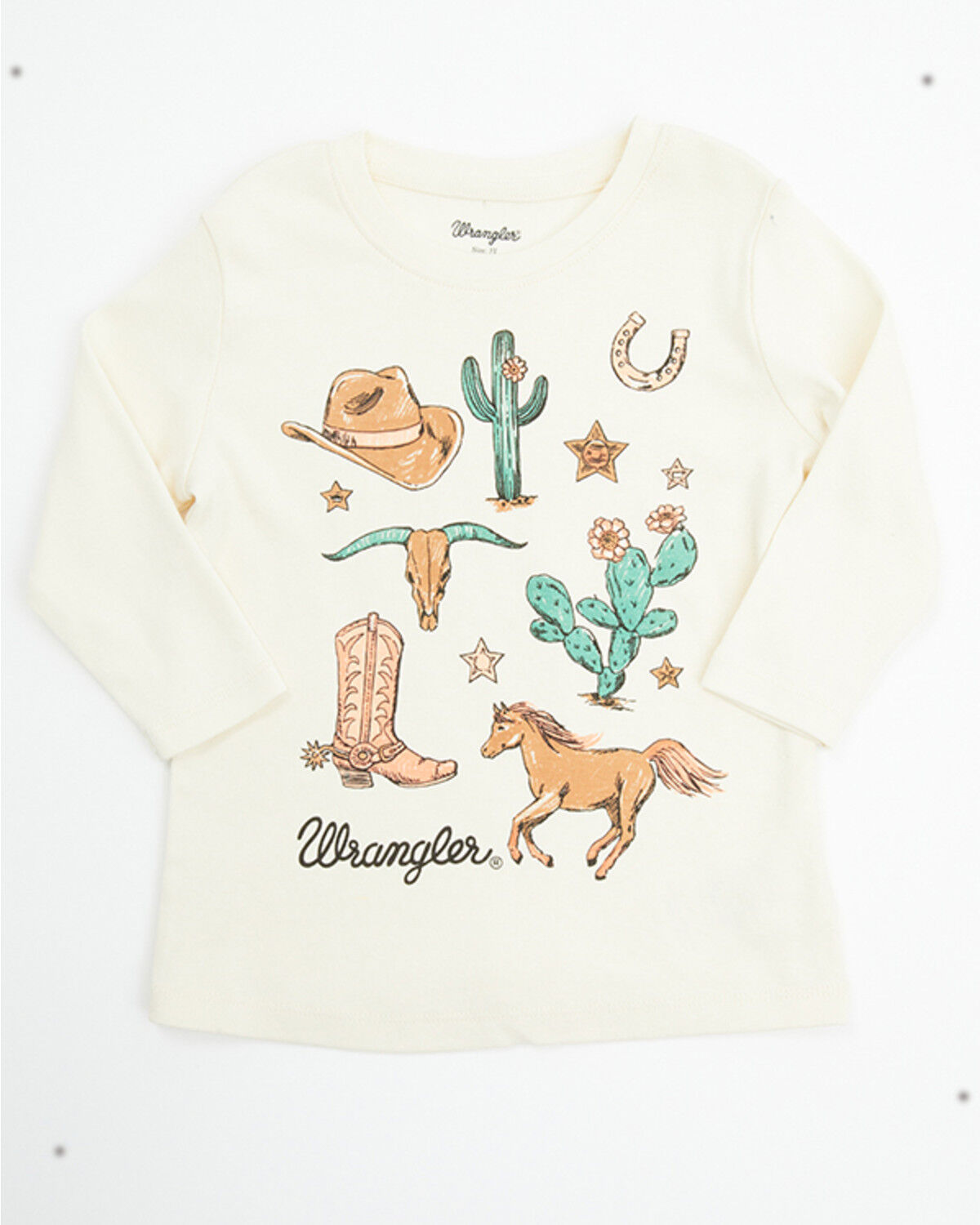Image #1 - Wrangler Toddler Girls' Conversational Long Sleeve Graphic Shirt, White, hi-res