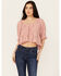 Image #1 - Free People Women's Stacey Lace Cropped Shirt, Pink, hi-res