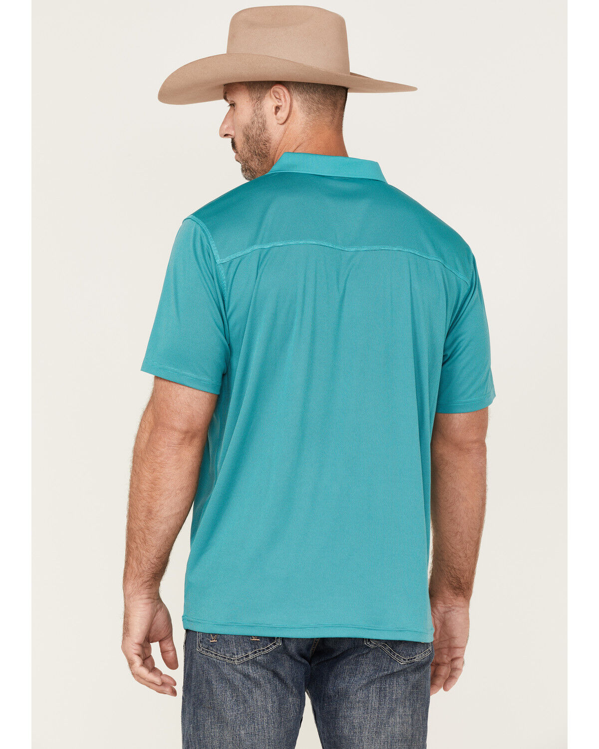 Image #4 - RANK 45® Men's Spinner Solid Short Sleeve Polo Shirt, Teal, hi-res