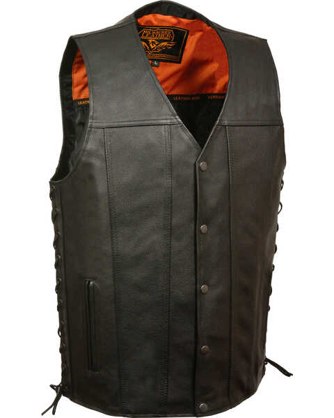 Image #1 - Milwaukee Leather Men's Straight Bottom Side Lace Vest - 5X, Black, hi-res