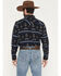 Image #4 - Cody James Men's Ironwood Southwestern Striped Long Sleeve Snap Flannel Shirt, Navy, hi-res